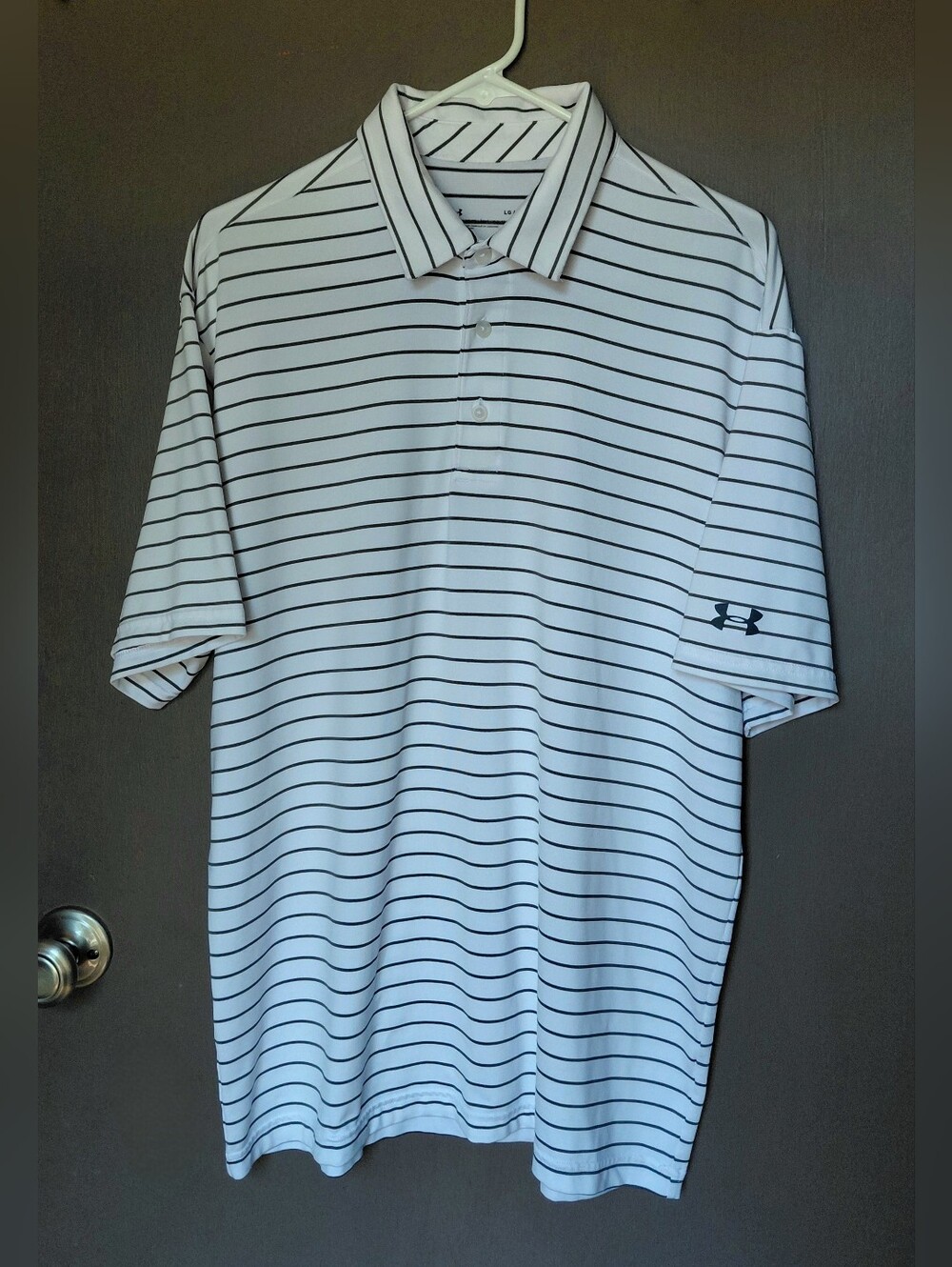 Under Armour White Polo with Black Stripes